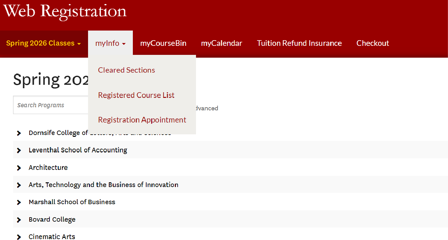 Web Registration Screenshot