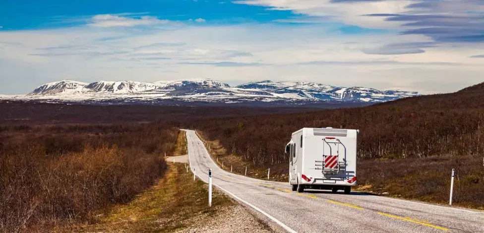 banner norway campervan road mountains snow banner norway campervan road mountains snow