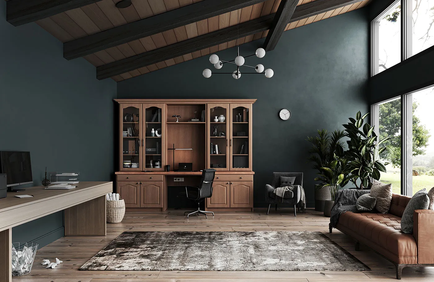 Closet World Modern Farmhouse Home Office in Winter Cherry Signia Finish