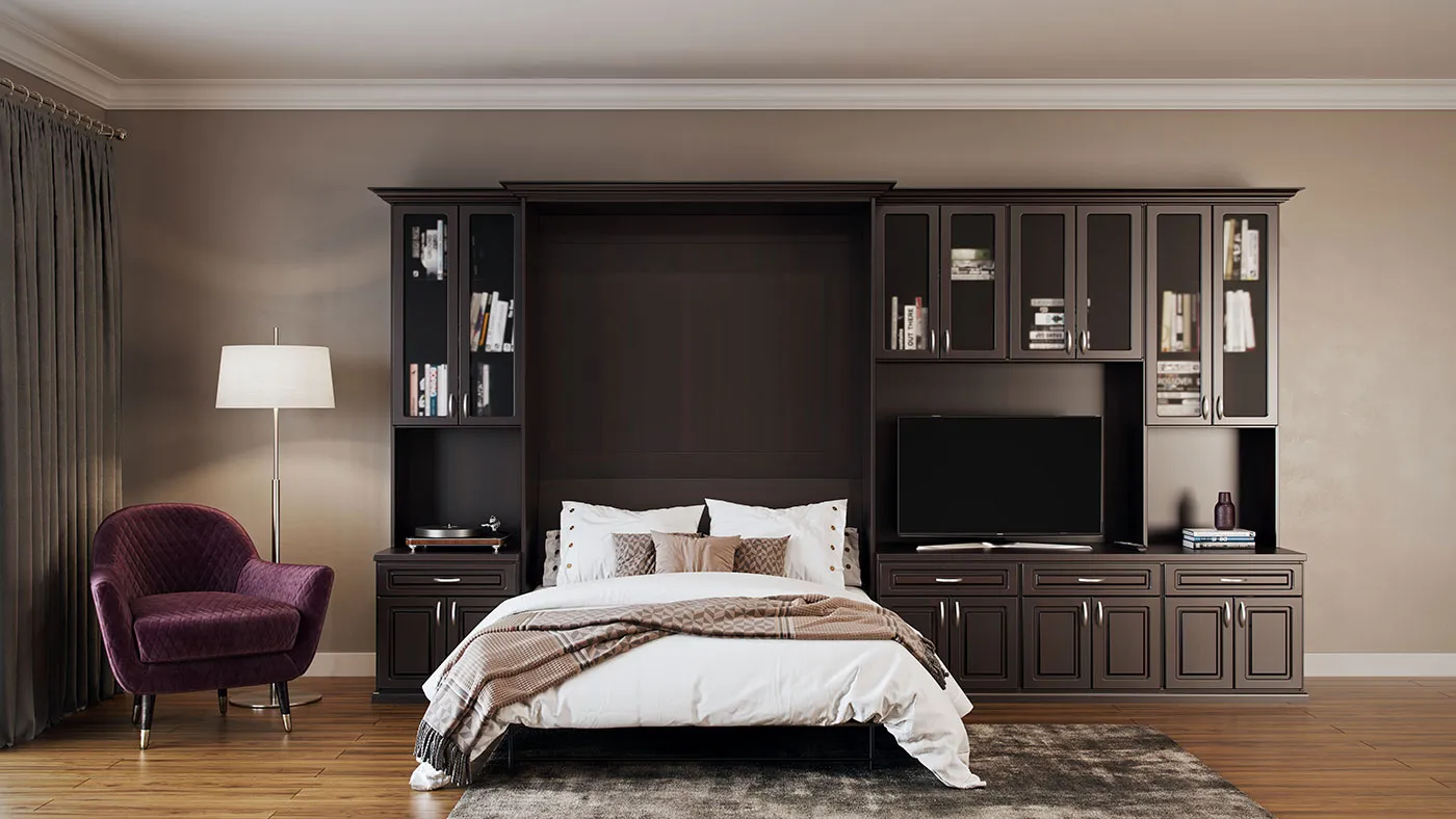 Closet World Traditional Wall Beds in African Walnut Woodgrain Finish