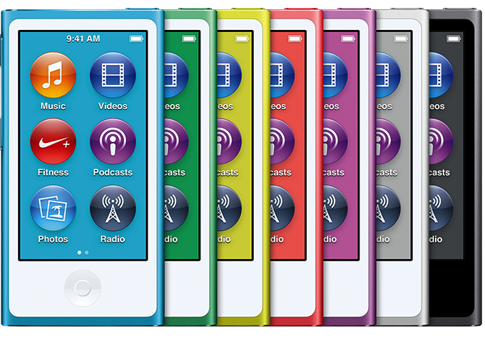 iPod nano (7e génération) dans différents coloris