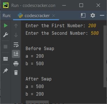 python program swap two numbers