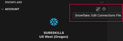 Snowflake:연결 파일 편집 위치.