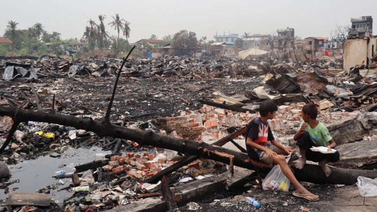 Aftermath of March 2025 earthquake in Mandalay, Myanmar.