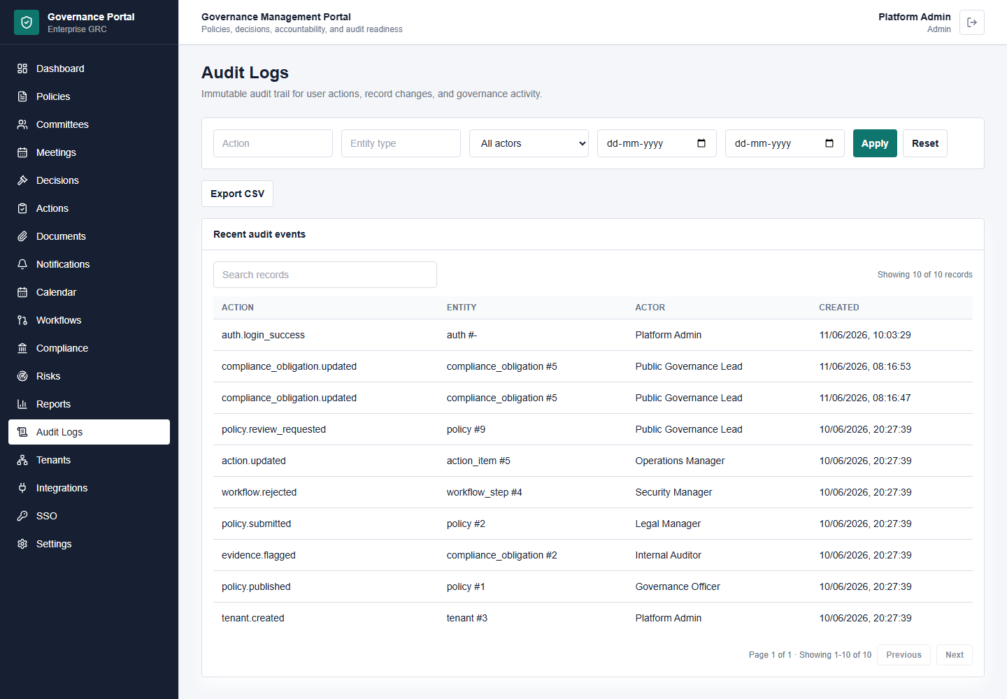 Audit logs