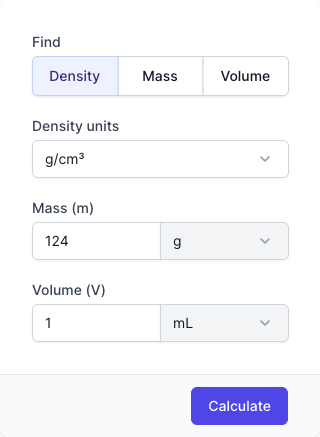 Density Calculator Input Form Density Calculator Input Form