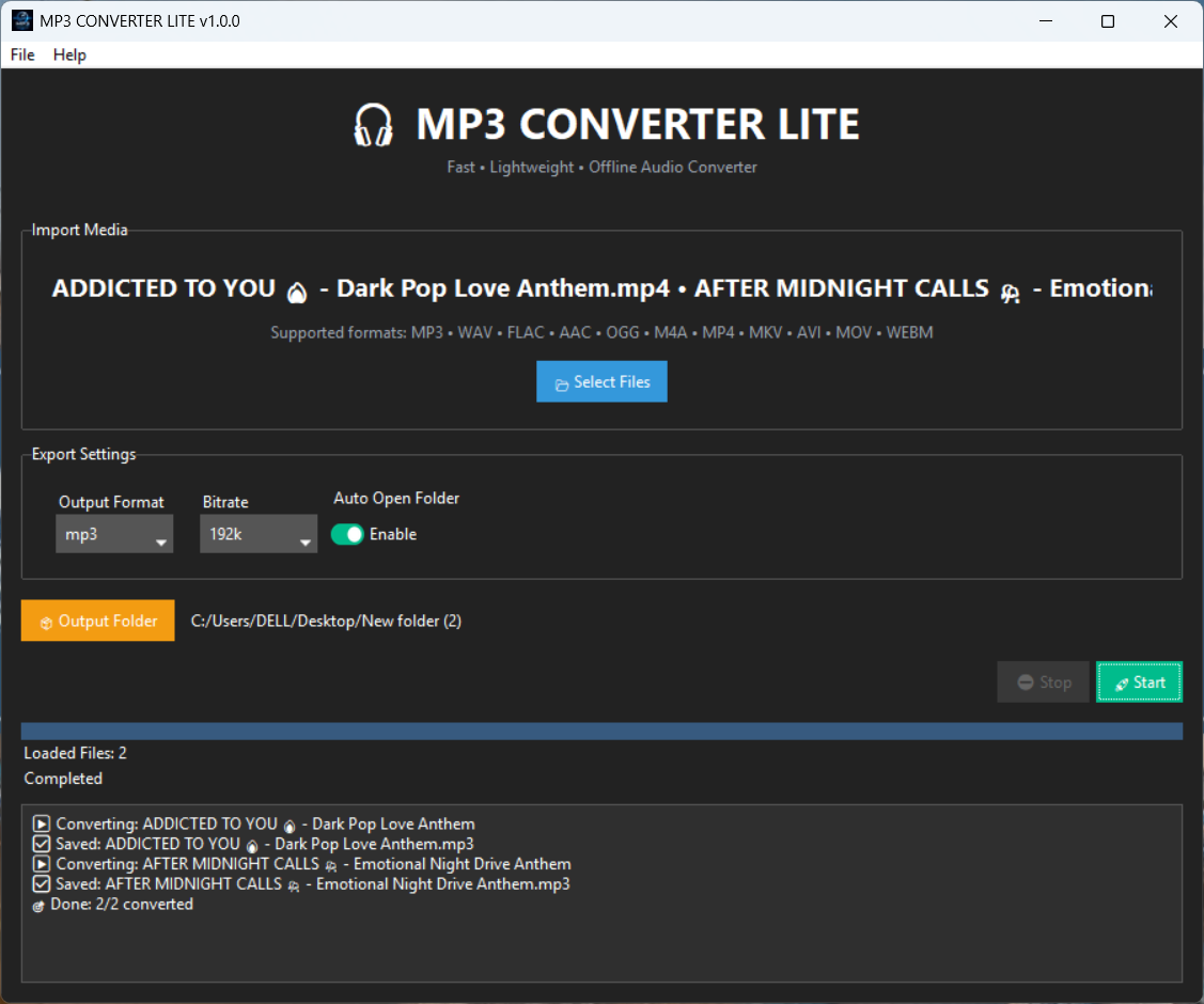 MP3 CONVERTER LITE Result