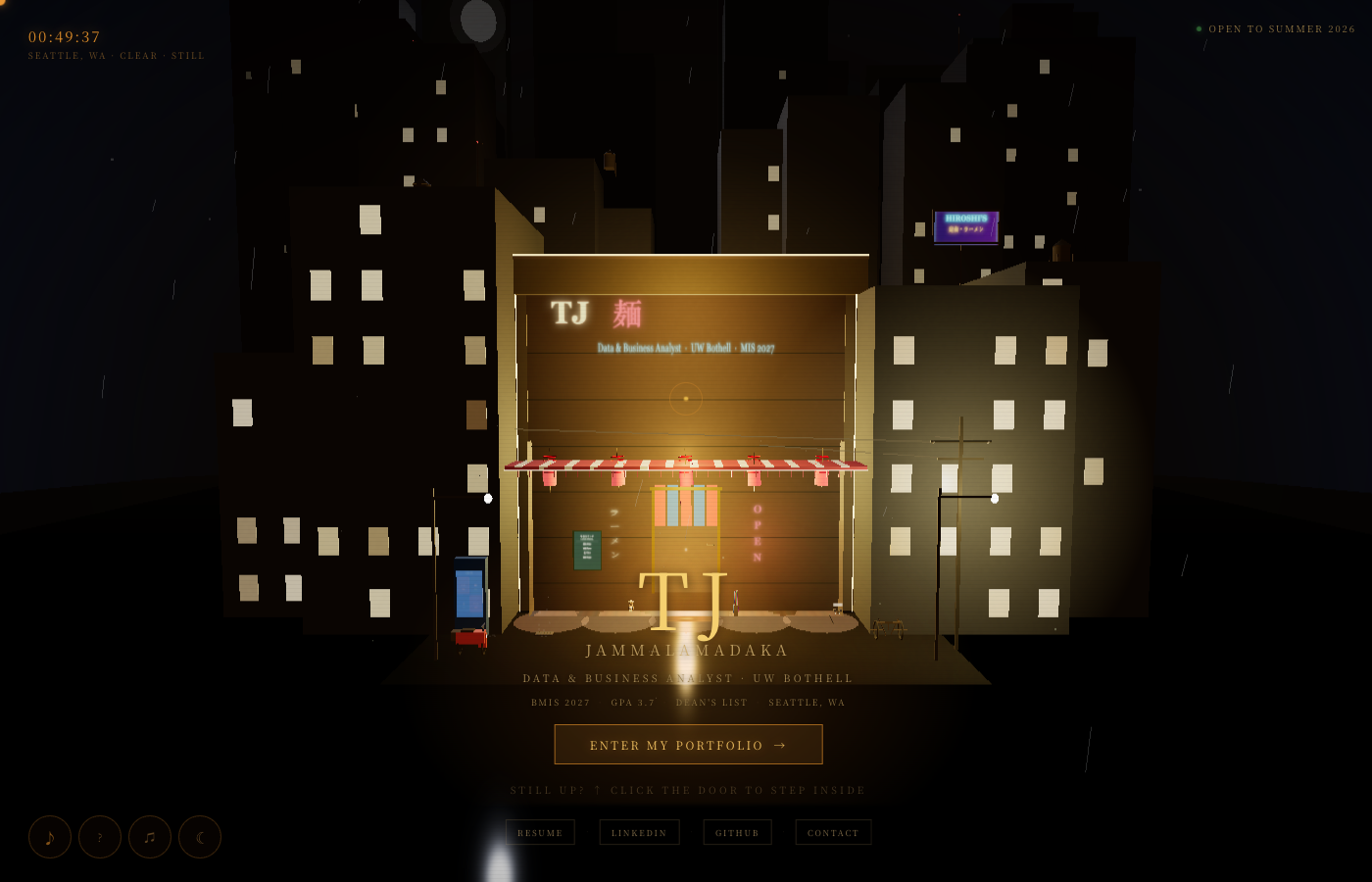 The ramen shop at night, click the door to step inside