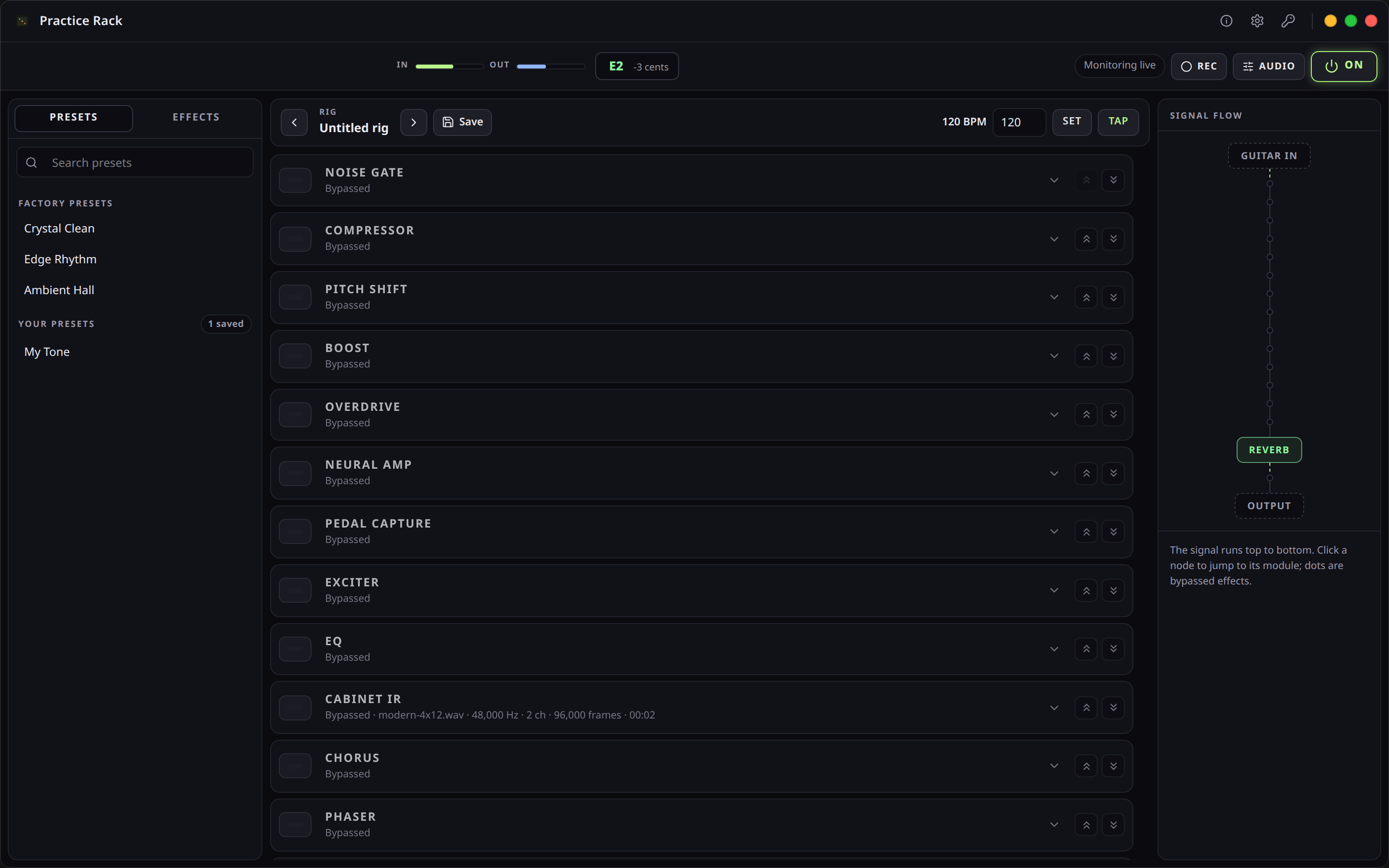 Live rack overview — Practice Rack