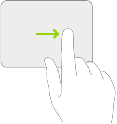 Illustration symbolisant le geste à effectuer sur un trackpad pour ouvrir Slide Over.