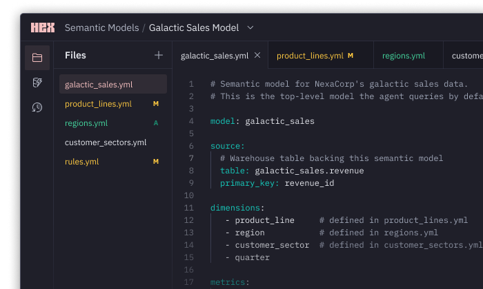 Build semantic models where analysis happens