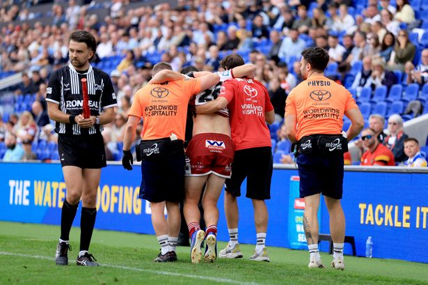 Nathan Lowe appeared to pass out after suffering a bad injury during Wigan Warriors' Rugby League clash against St Helens
