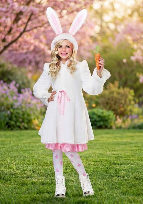 Girl's Fuzzy White Rabbit Costume-update