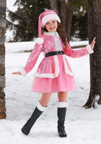 Girls Pink Santa Claus Costume