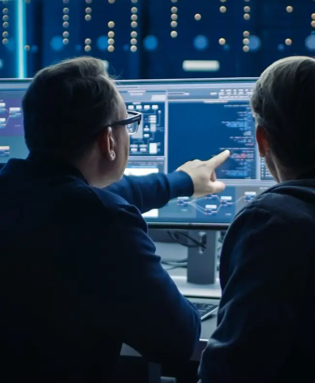 Man pointing towards the screen with some important tab open