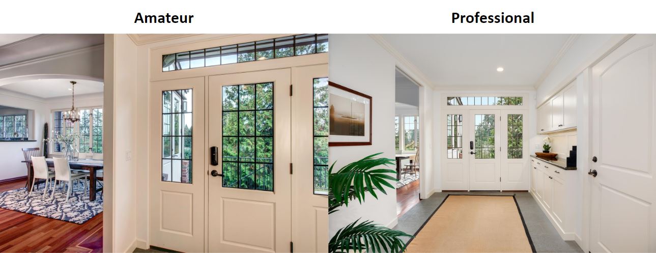 Home entry way side by side real estate photos