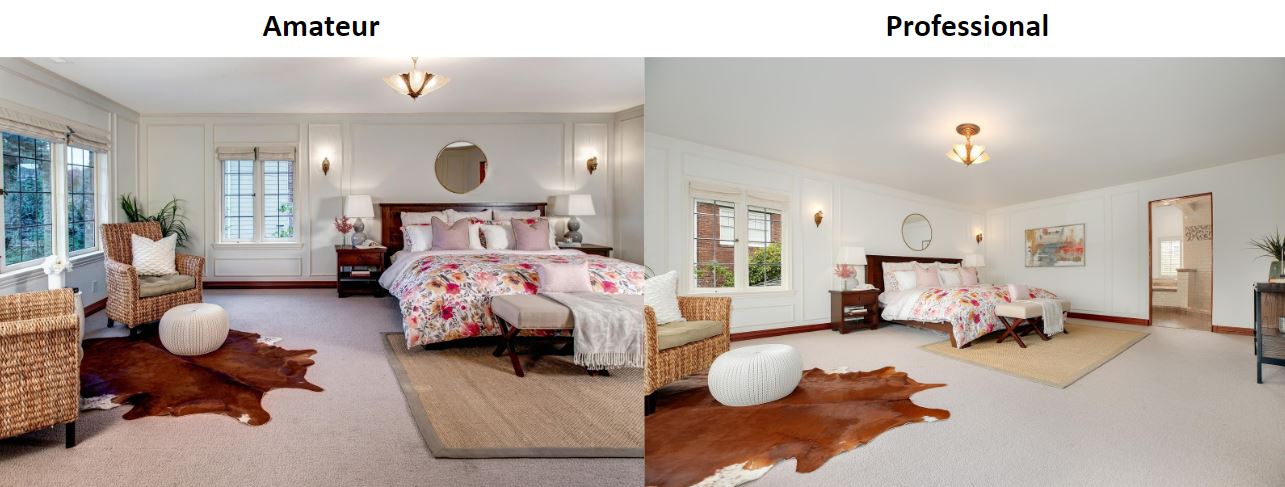 Master bedroom listing photos side by side