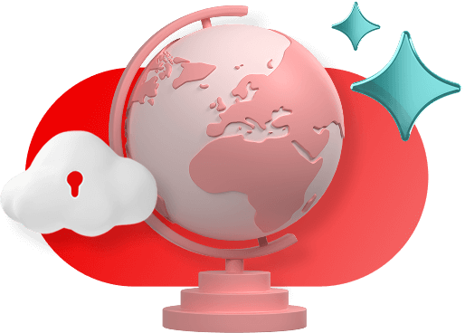Pink globe with a sovereign cloud and ai